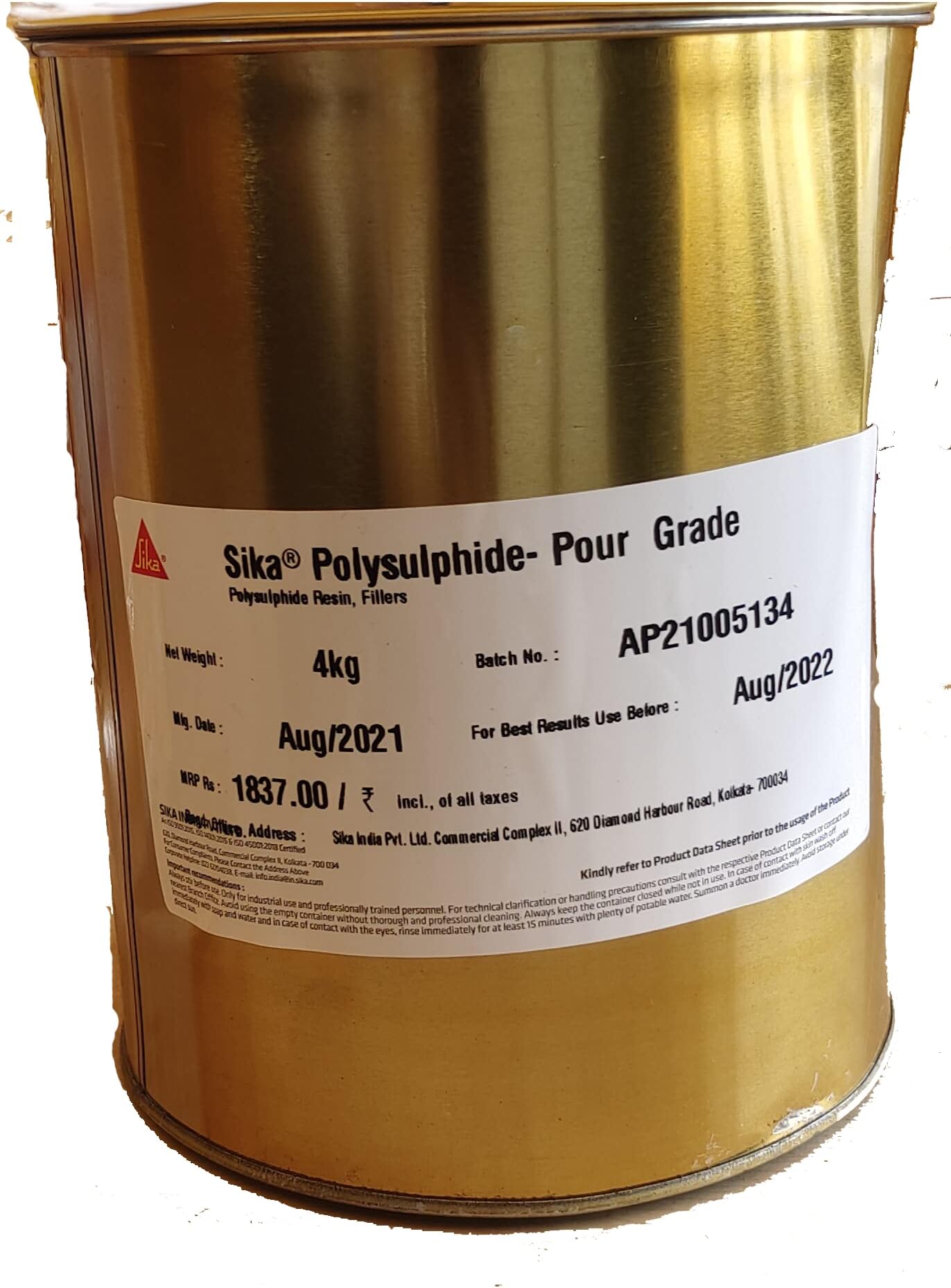 Sika Polysulphide pour grade, Two component polysulphide sealant for horizontal expansion joints, 4kg