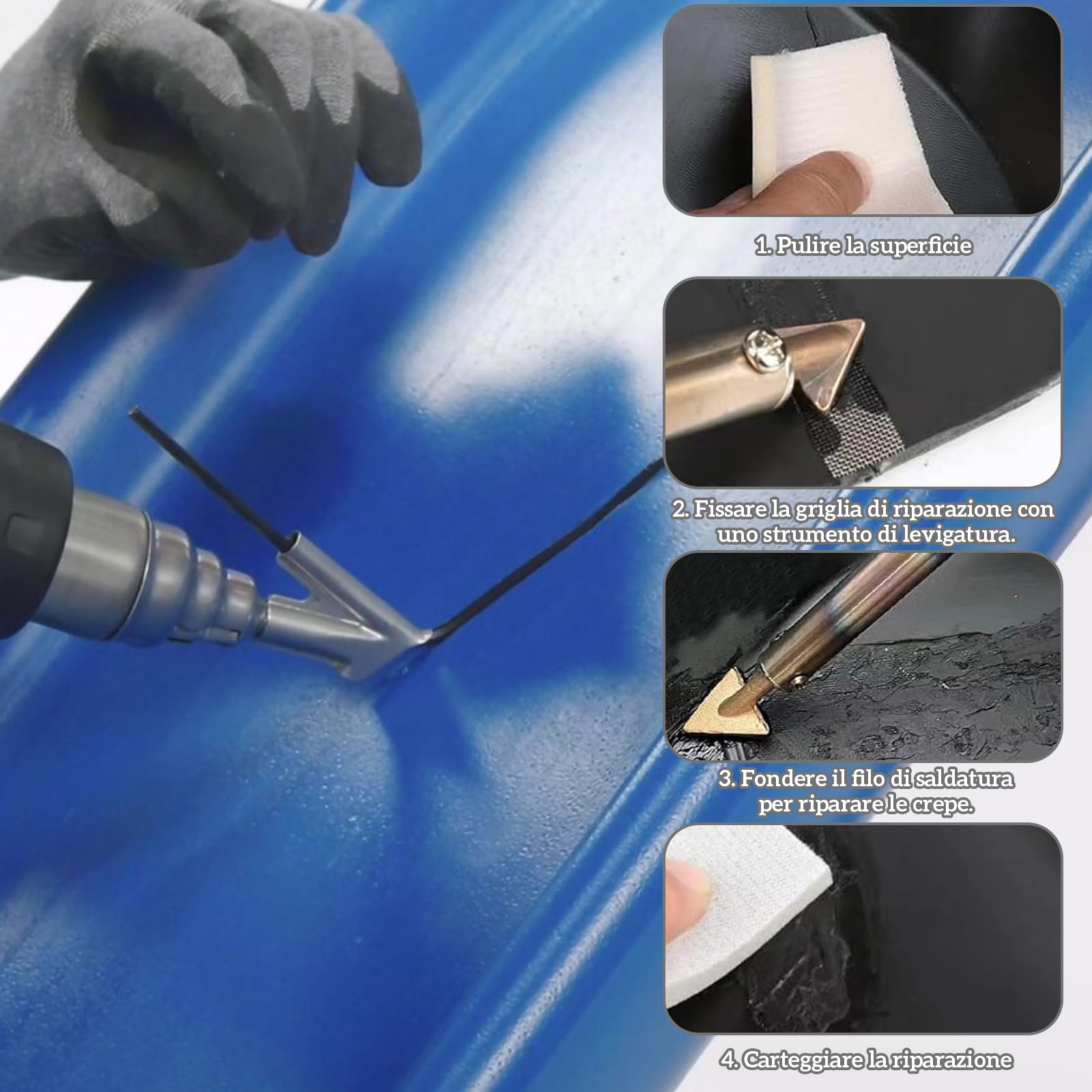 60 Aste Saldatura Per Plastica ABS PP PVC PE - Con 3 Spazzole, Per Pistola Aria Calda - Foto 3