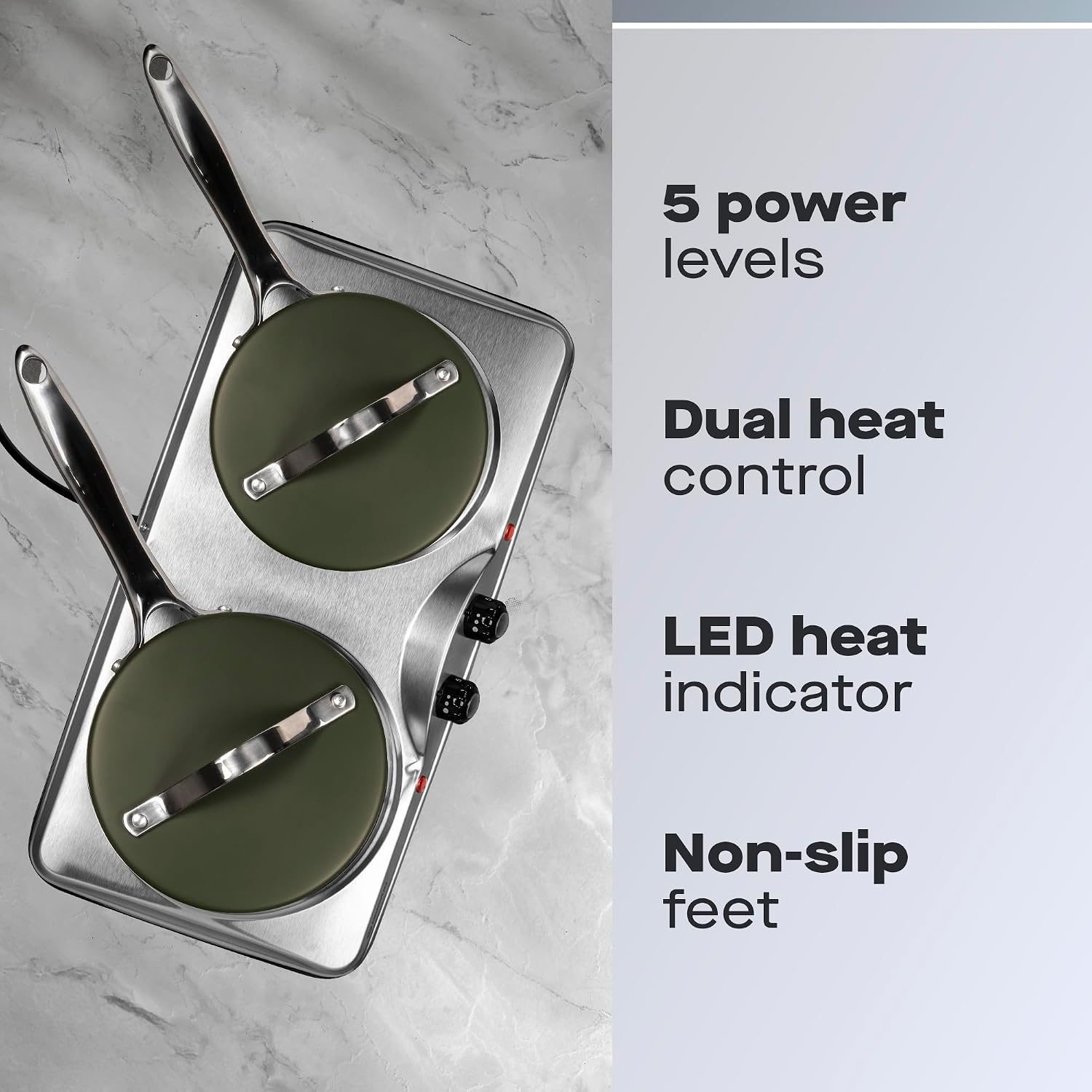 Daewoo Double Hot Plate Electric Hob – 2500W Tabletop Hob with 2 Ring Heating Plates, Portable & Compact – Ideal for Student Living, Camping, Caravans & Emergency Cooking