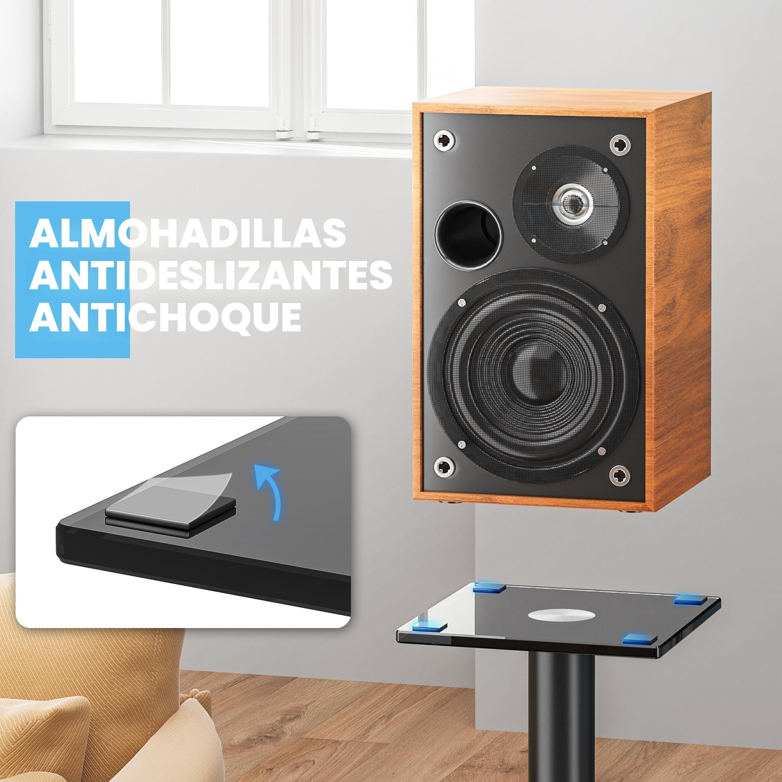 Rfiver 68cm Surround Universal Soporte de Altavoz de Pie, Satélite y Soporte para Altavoces de Estantería con Gestión de Cable, 10kg Surround Soporte para Altavoz 1 Par, Negro