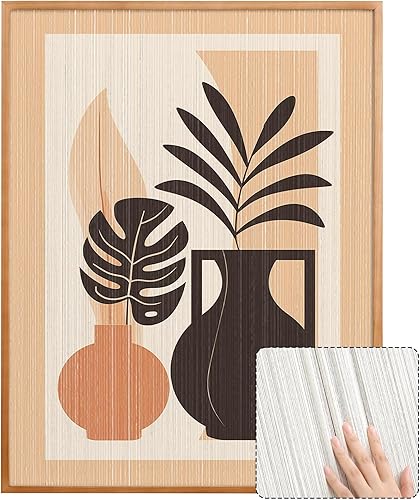 SHOXREM Decoración de pared de cuerda floreros modernos, plantas de helecho en borla de algodón con marco, naturaleza muerta abstracta para sala de