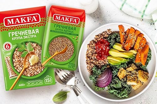 Miniatura 3 de Makfa Granos de trigo sarraceno de alta calidad 800g/28.2oz Producto kosher, sin OMG, Grechka ideal para dieta de pérdida de peso (paquete de 4)