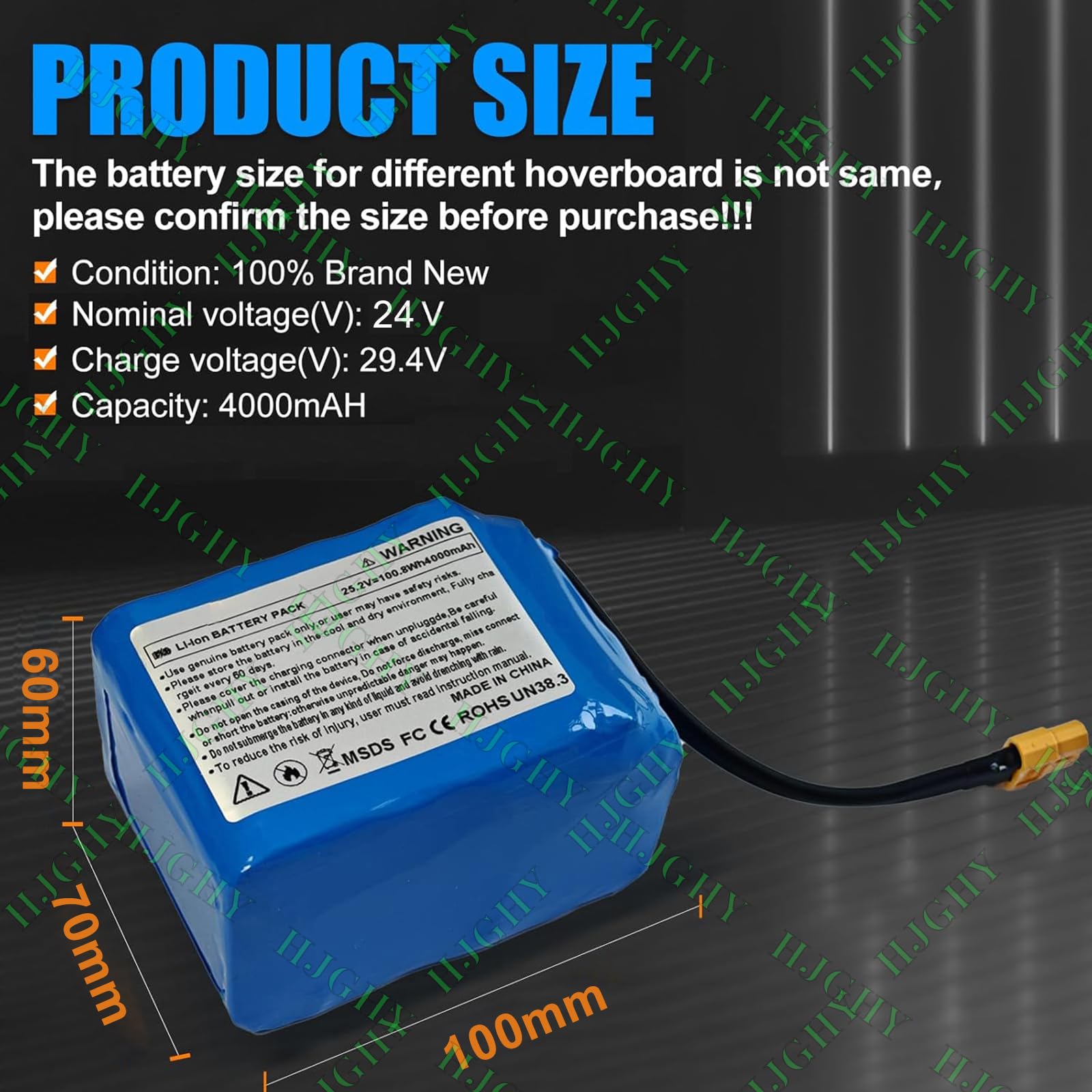 Batteries pour Hoverboard 25,2 V 4 Ah, Batterie de Remplacement pour Scooter électrique 25,2 V (Kits Moteur 100 W), Batterie pour gyropode 29,4 V avec BMS