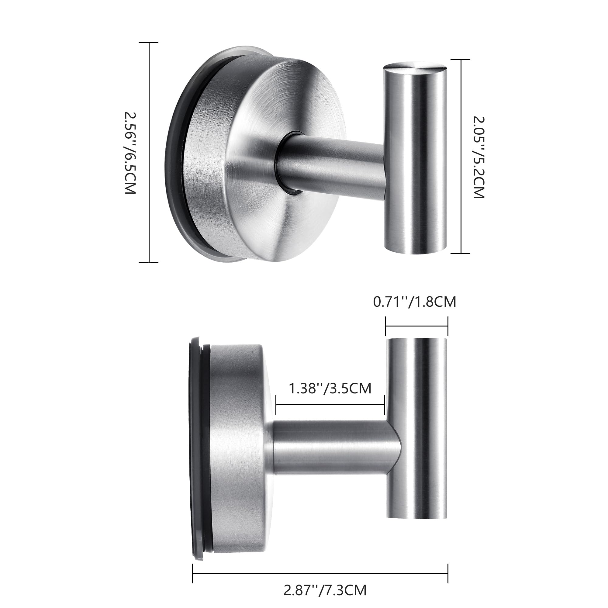 YOHOM SuctionTowels Hooks 2 Pcs No Drill Shower Wall Hanging Hook for Bathroom, Silver - Image 2