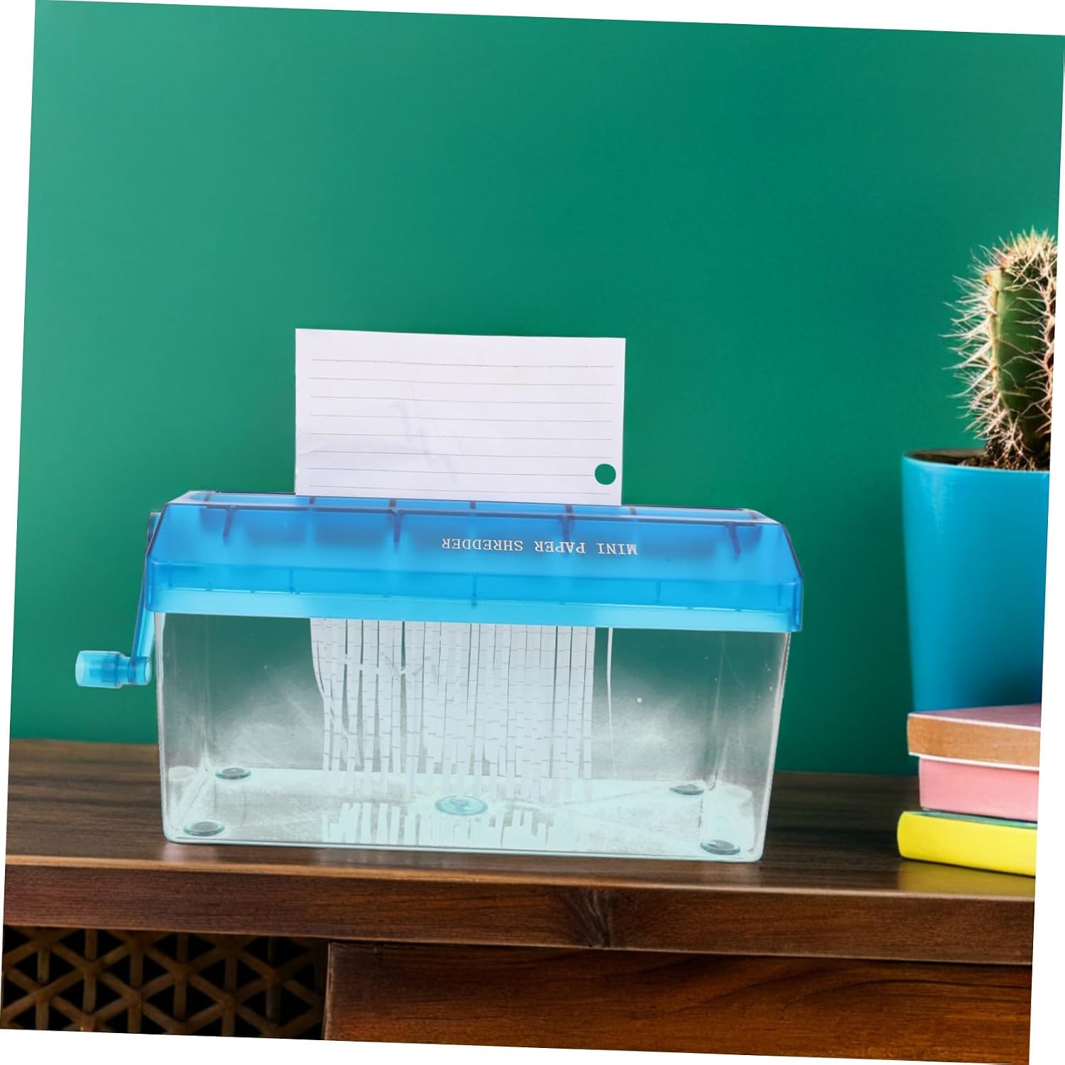 Zerodeko Portable Manual Paper Shredder for Home Office Handheld Hand Crank Design for Documents Confidential Strip Shred for Sensitive Financial Records and Notes Compact Desktop Tool for