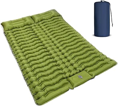 Double Air Mattress with Pillow, Built-in Foot Pump, 4-inch Camping Air Mattress, for Backpacking, Hiking, Traveling, Tent