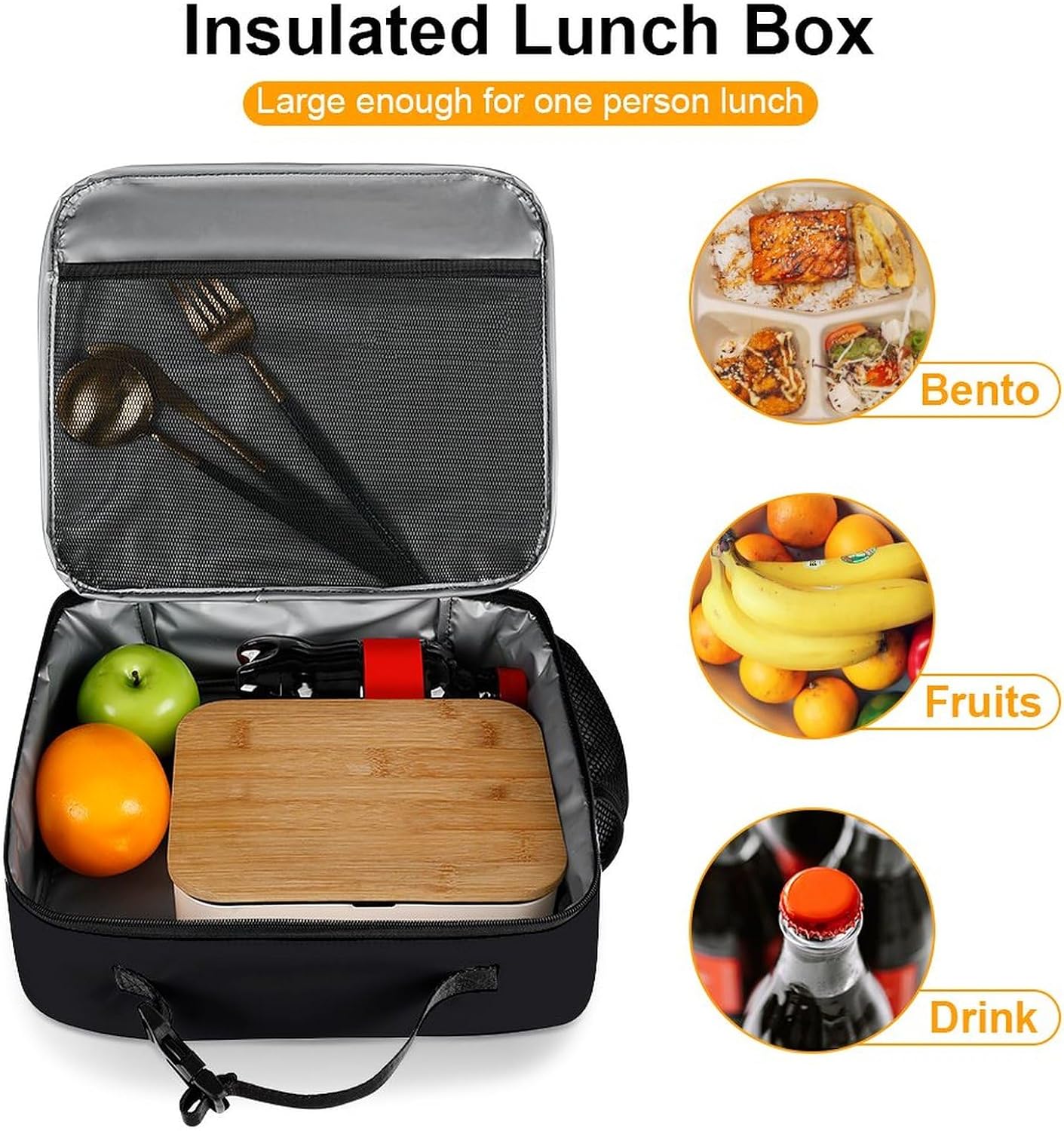 Black Cat Reusable Lunch Box Insulated Lunch Bag Cooler Bag Lunchbox Meal Food Container Tote Bag for Women Kids Girls Boy School Camping Hiking Picnic Beach Travel