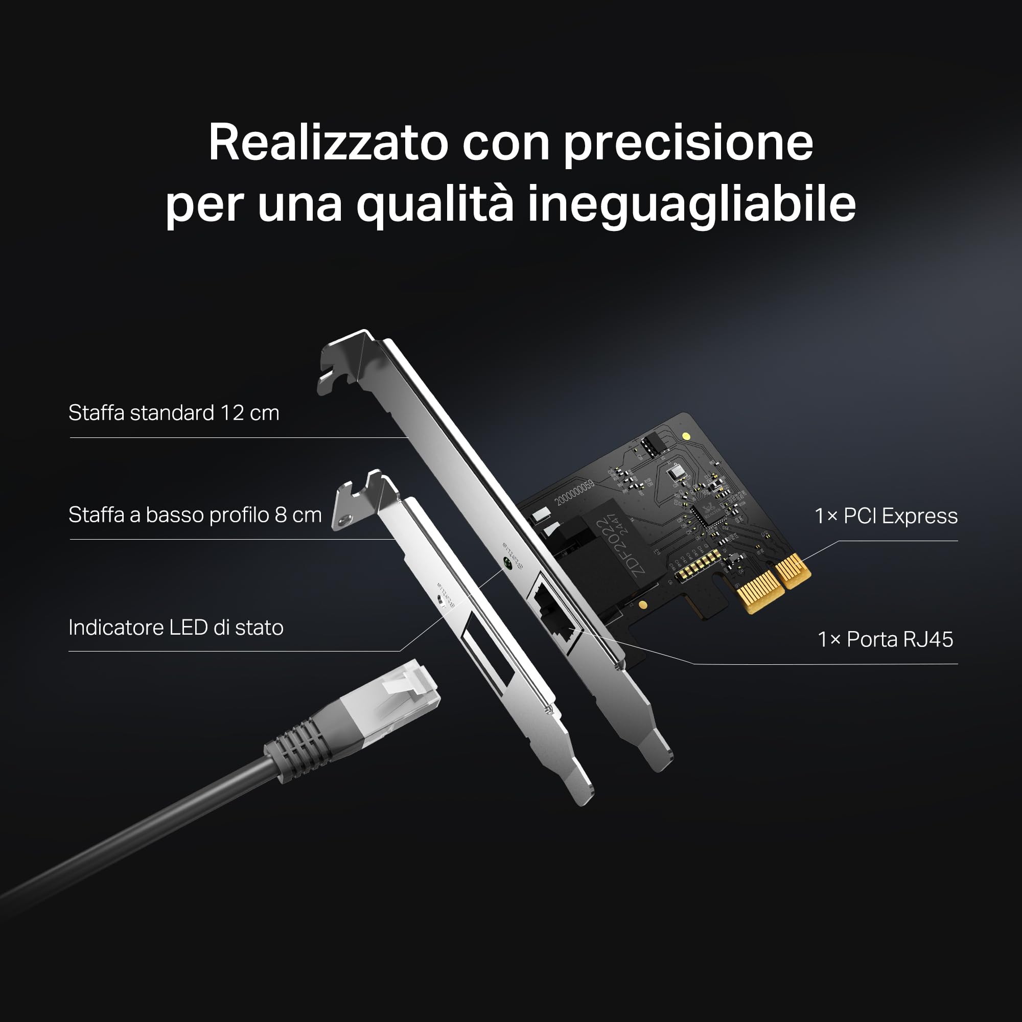 Mercusys TP-Link MA210E Scheda di Rete Gigabit PCIe, Connessione Ethernet RJ45 10/100/1000 Mbps, Wake-on-LAN, Ethernet a Basso Consumo Energetico, Compatibile con Windows 11/10/8.1/8/7, XP e Vista.