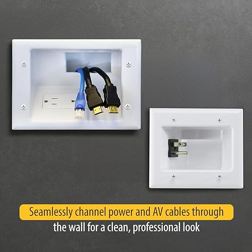 Miniatura 5 de DATA COMM Electronics 45-0028-WH - Placa empotrable de bajo voltaje, kit Pro-Power con supresor de sobretensiones dúplex y entrada de hoja recta,