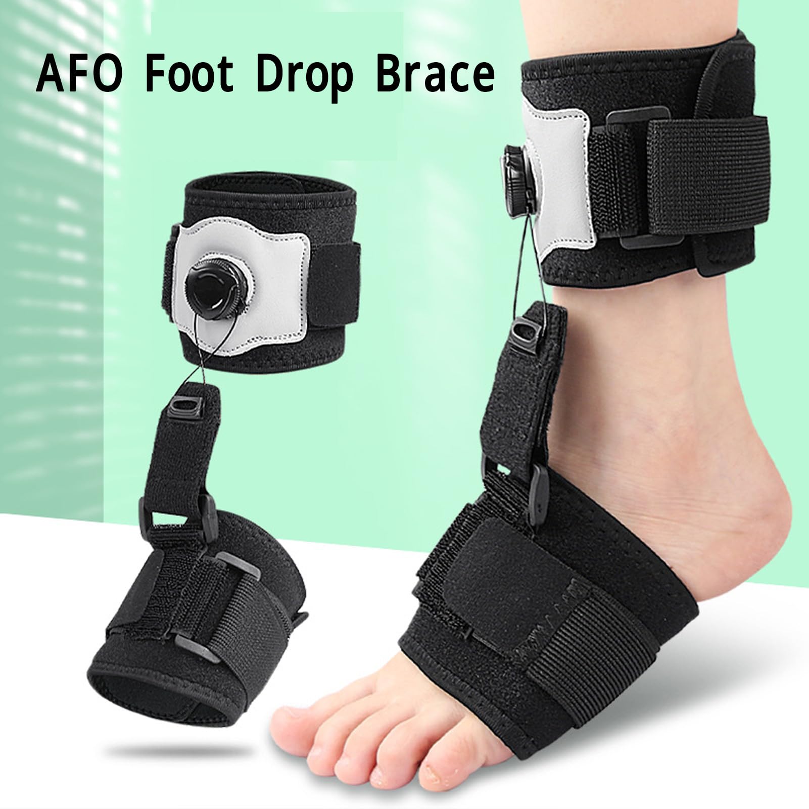 AFO Attelle de Pied pour Homme et Femme, Réglable – Utilisation de Jour et de Nuit, Taille Libre, Bouton de Réglage – Doux et Respirant – Soutien Efficace de la Démarche pour la