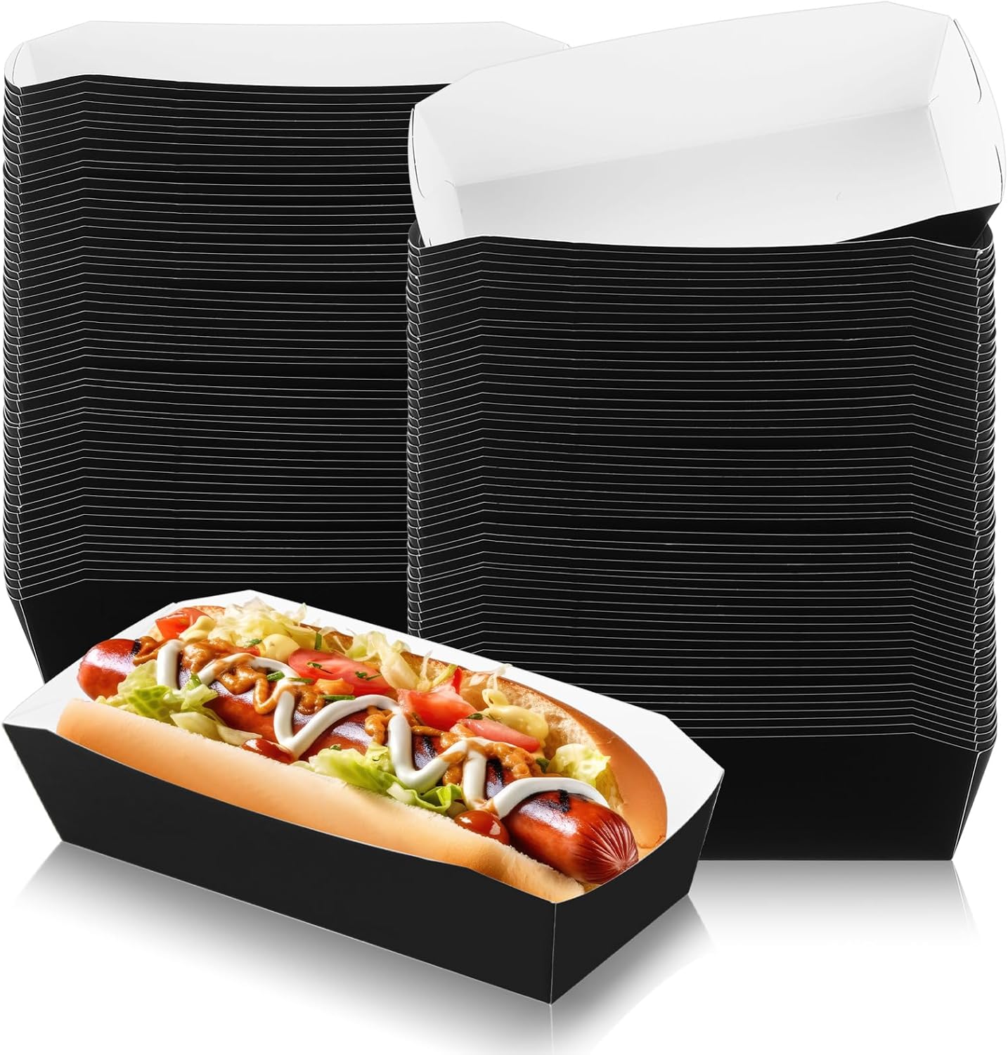 Yeaqee 100 Pcs 7" Paper Hot Dog Trays Disposable Paper Food