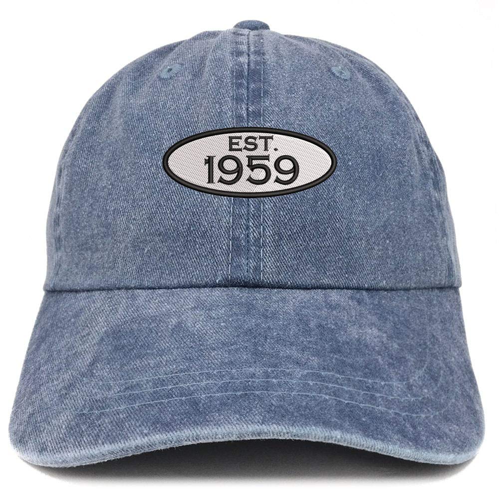 Established 1959 61st Birthday Embroidered Low Profile Unstructured Pigment Dyed Unisex Baseball Dad Hat