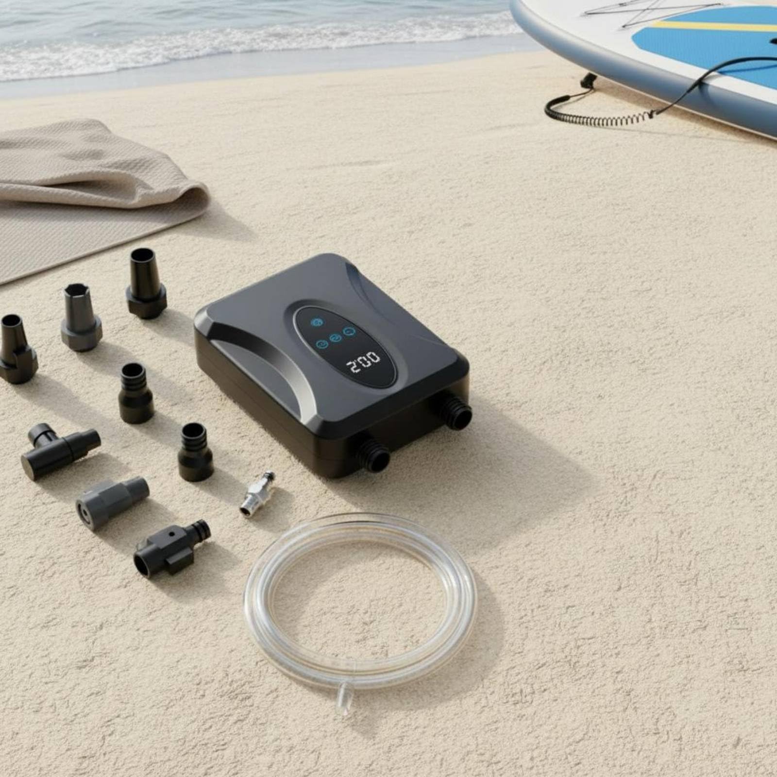 Pompe à Air Gonflable Électrique Gonfleur Compresseur Souffleur Contrôle Numérique avec Affichage Pression Constante 20 Psi Adaptateurs de Buses Inclus Adapté au Paddle Rafting Piscine