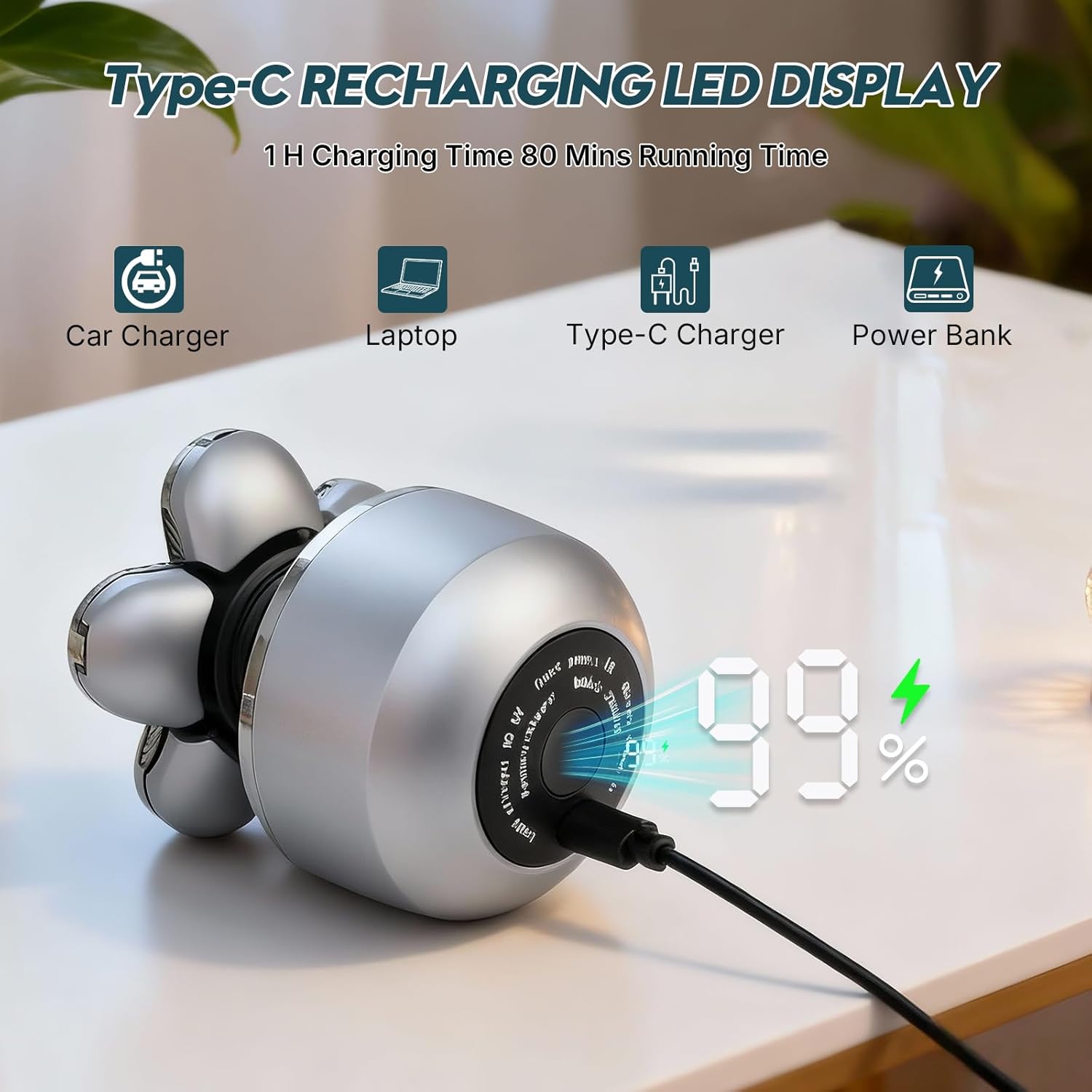 Head Shavers for Bald Men: Upgraded Detachable Head Shaver，6D Floating Heads，Dry and Wet Electric Shaver，IPX8 Waterproof ，LED Display，Grooming Kit with Type-C Fast Charging