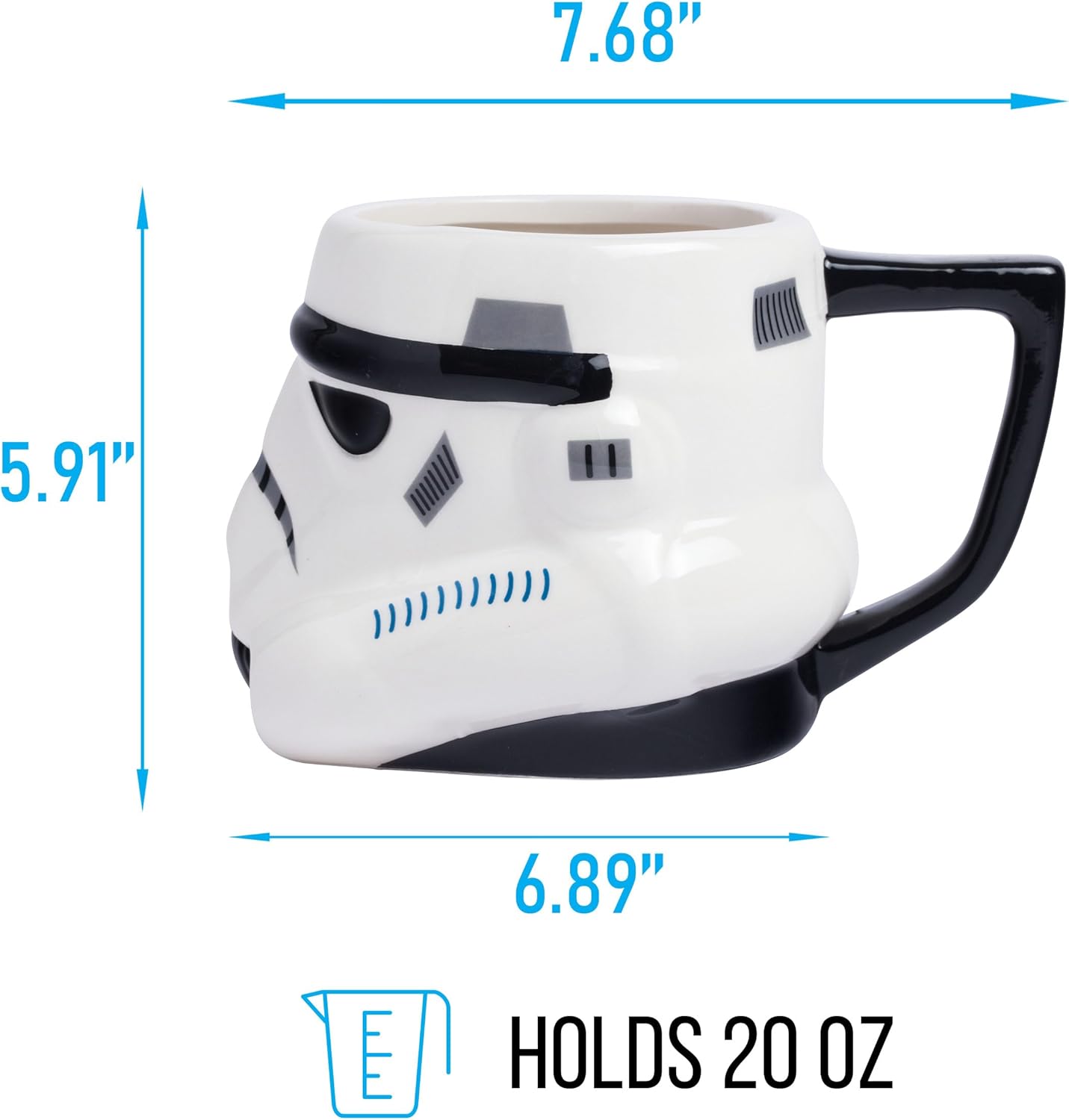 Silver Buffalo Star Wars Stormtrooper Big Face 3D Sculpted Ceramic Coffee Mug for Cappuccino, Latte or Hot Tea, 20-Ounces, White - Image 3