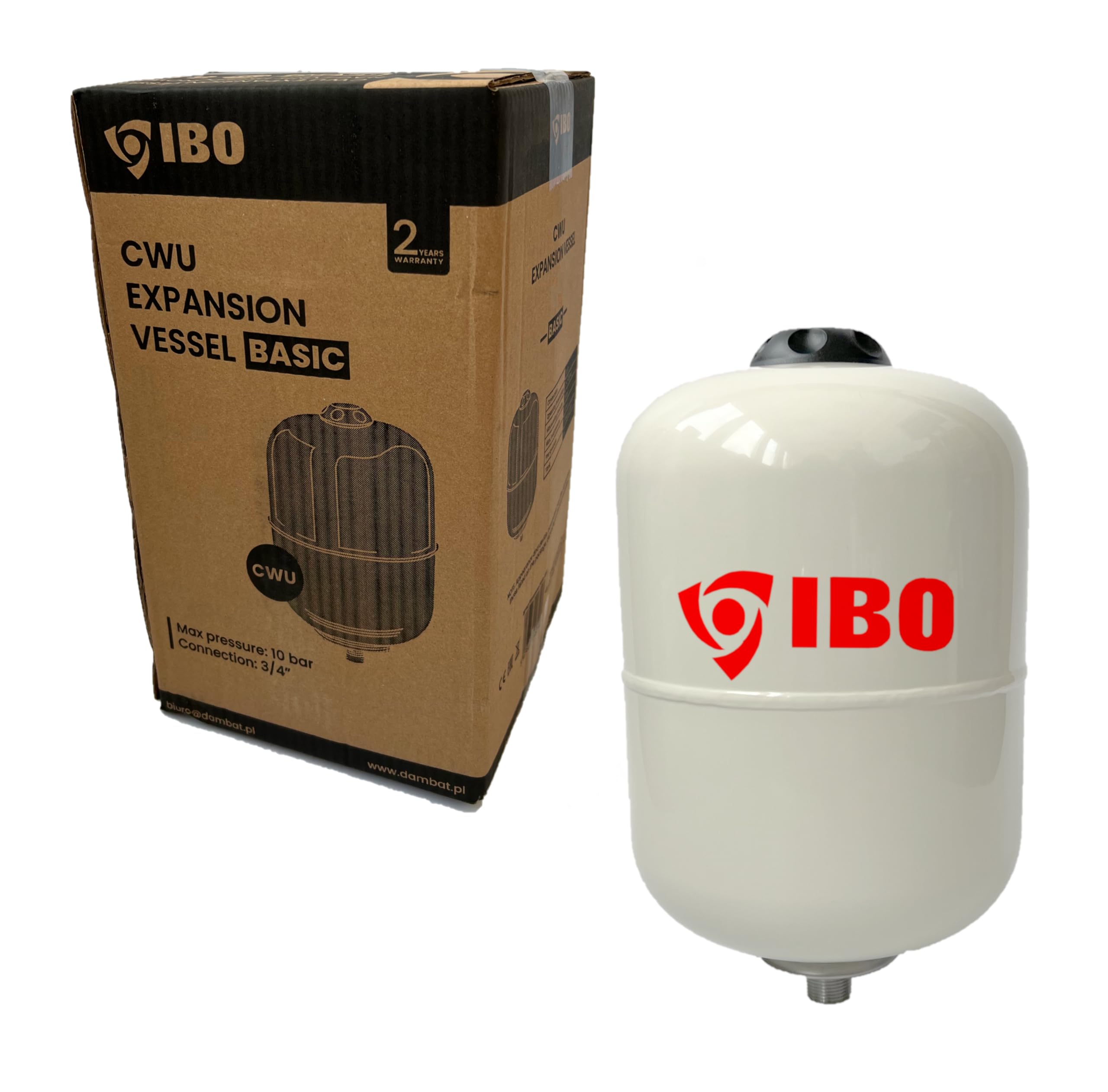 IBO Ausdehnungsgefäß 8 Liter Membrane Druckausdehnungsgefäß 3/4" Brauchwasser Arbeitsdruck 10 bar Membranausdehnungsgefäß Expansionsbehälter