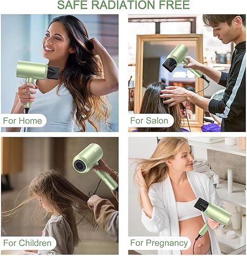 Miniatura 7 de slopehill Secador de pelo iónico profesional, potente secadora de bajo ruido de secado rápido de 1800 W con 2 boquillas concentradoras, 1 accesorio