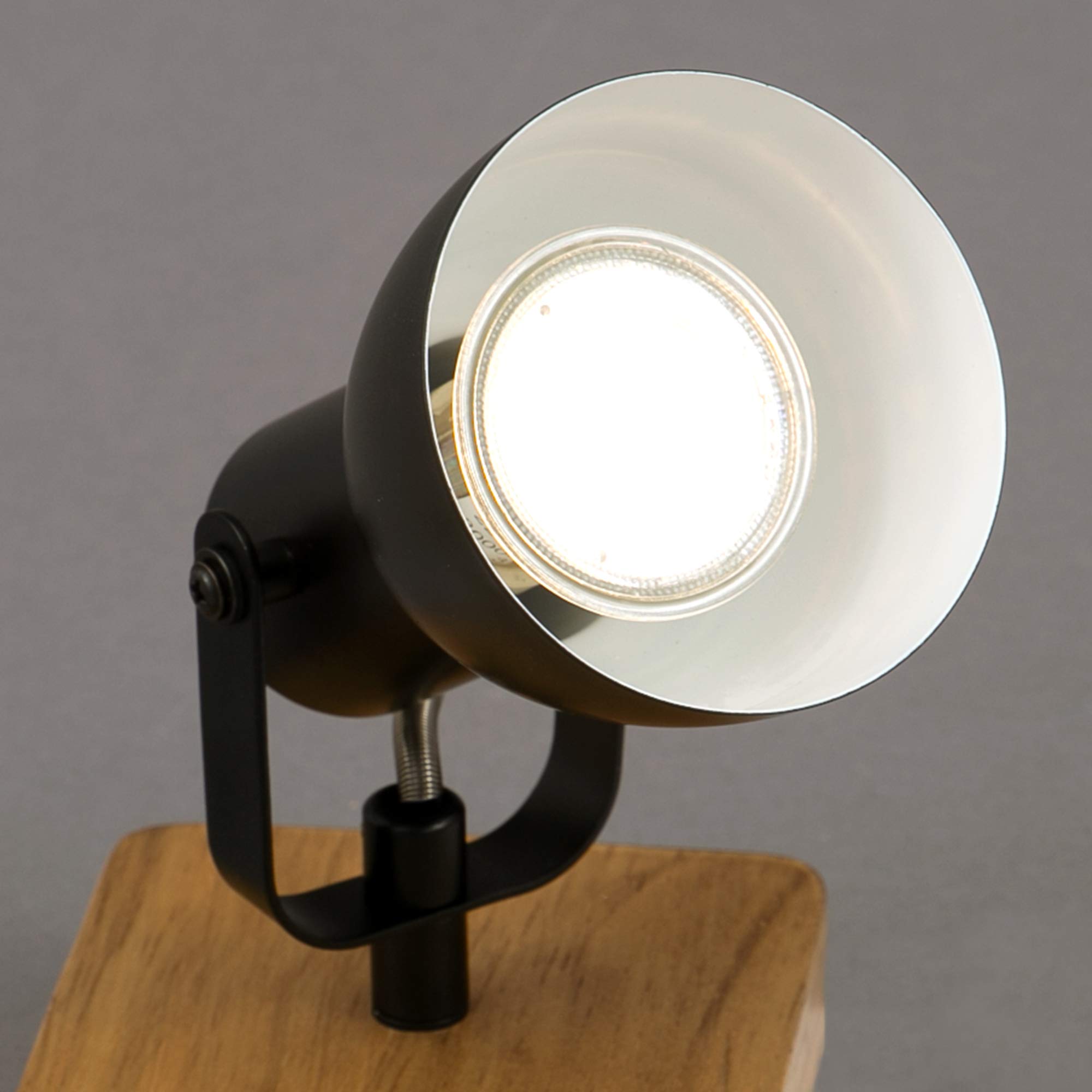 Briloner Leuchten - Lampa punktowa, lampa ścienna, lampa ścienna retro, vintage, punktowa obrotowa i wychylna, 1 x GU10, drewno metalowe, czarno-biały, 100 x 100 x 135 mm (dł. x szer. x wys.)