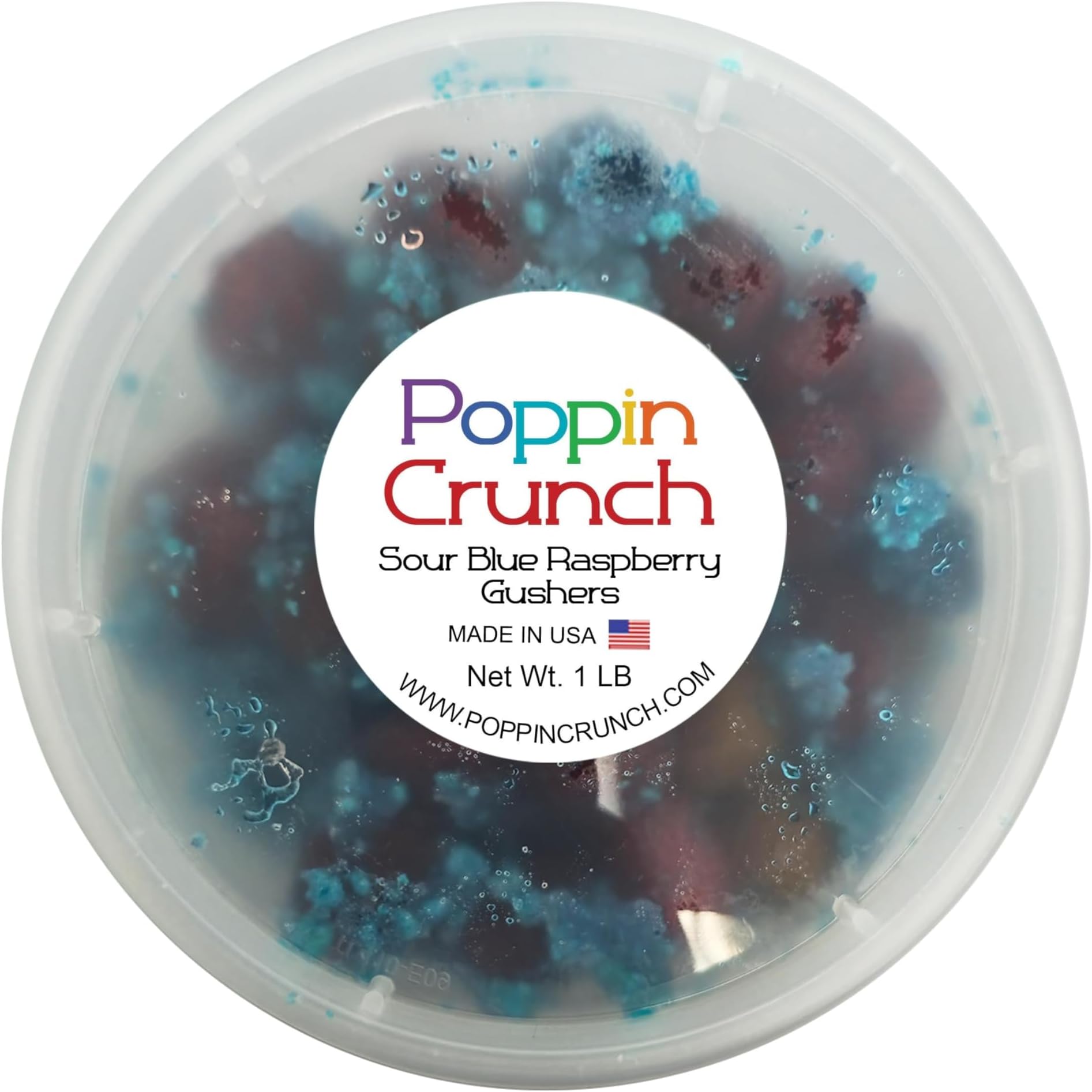 Poppin Crunch Blue Raspberry Gushers Candy Snacks 1-2 LBS - Choice of Sweet or Sour Bonbon Candies Corn Sugar