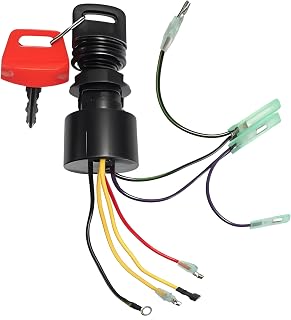 FUSCH Boat Ignition Switch with 2 Keys Compatible with Mercury Sierra Mariner Outboard Motor Control Box with 3 Position 6 Wire Connectors Replace#: 87-17009A5 87-17009A2