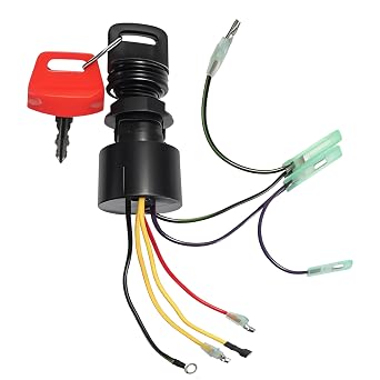 FUSCH Boat Ignition Switch with 2 Keys Compatible with Mercury Sierra Mariner Outboard Motor Control Box with 3 Position 6 Wire Connectors Replace# 87-17009A5 87-17009A2