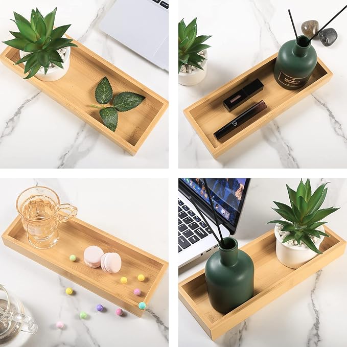 Bandeja de Baño de Bambú Natural para Lavabo y Encimera, 29.21x11.18x3.05 cm miniatura 5