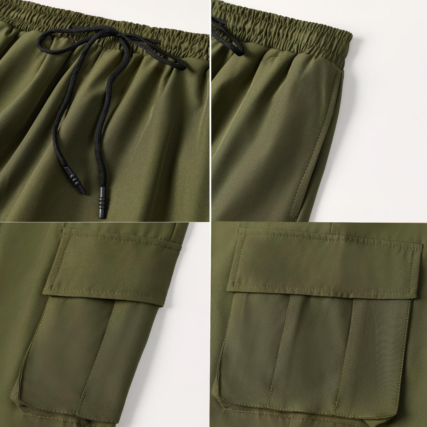 WZIKAI Men's Baggy Cargo Pants Elastic Drawstring Parachute Cargo Pants Casual Loose Fit Joggers Hiking Pants with Pockets - Image 6