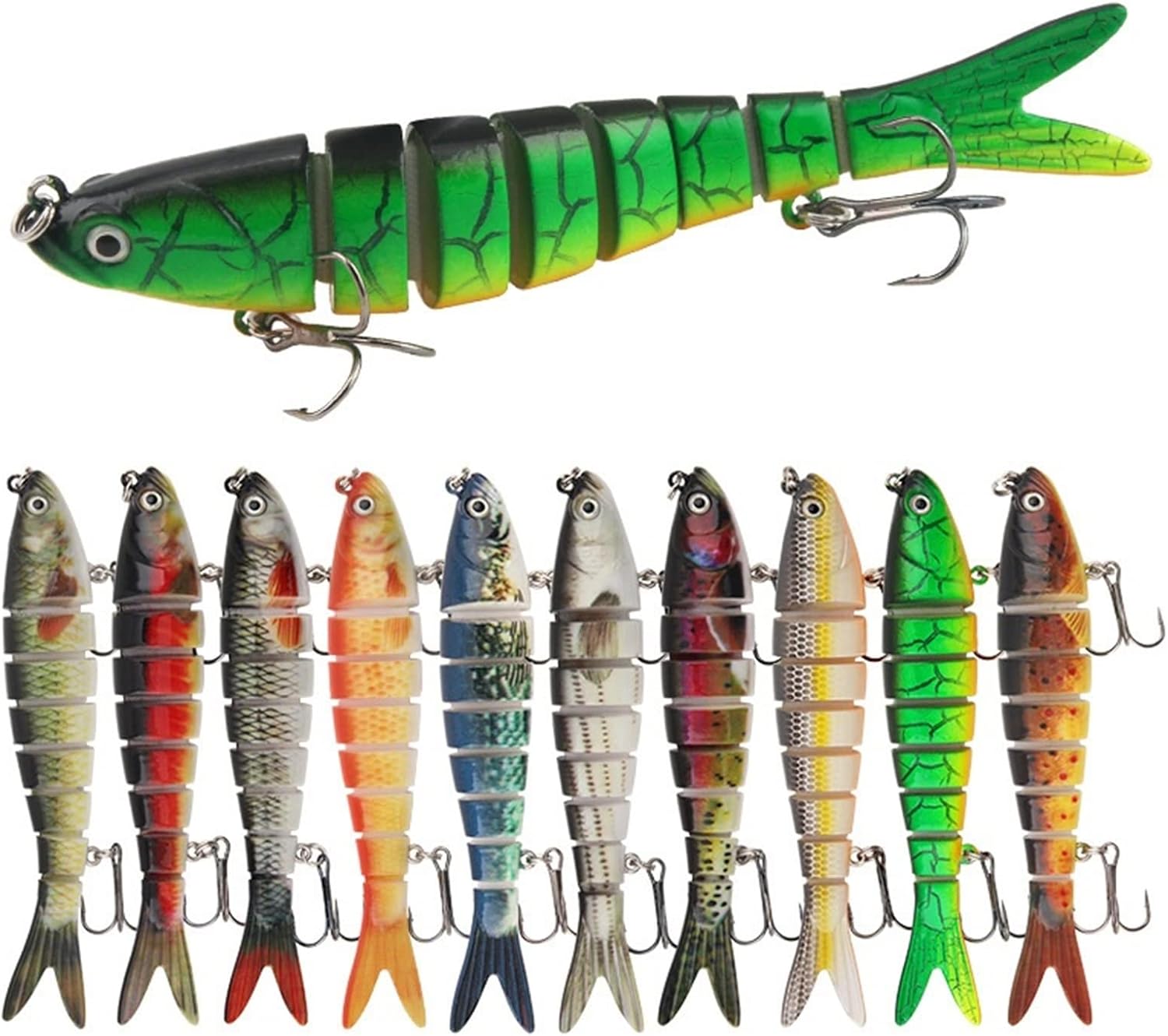 5Pcs 13.5cm 23g Bass Fishing Lure Multi Jointed Swimbait with Treble Hook Long Shot Minnow Hard Baits Lifelike Fishing Gifts for Men Fishing Tackle (Color : I)