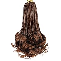 Vista 12 de Cabello de ganchillo con rizos franceses, trenzas de cabello de ganchillo con puntas rizadas, 14 pulgadas, preenlazadas, trenzas de caja tipo diosa
