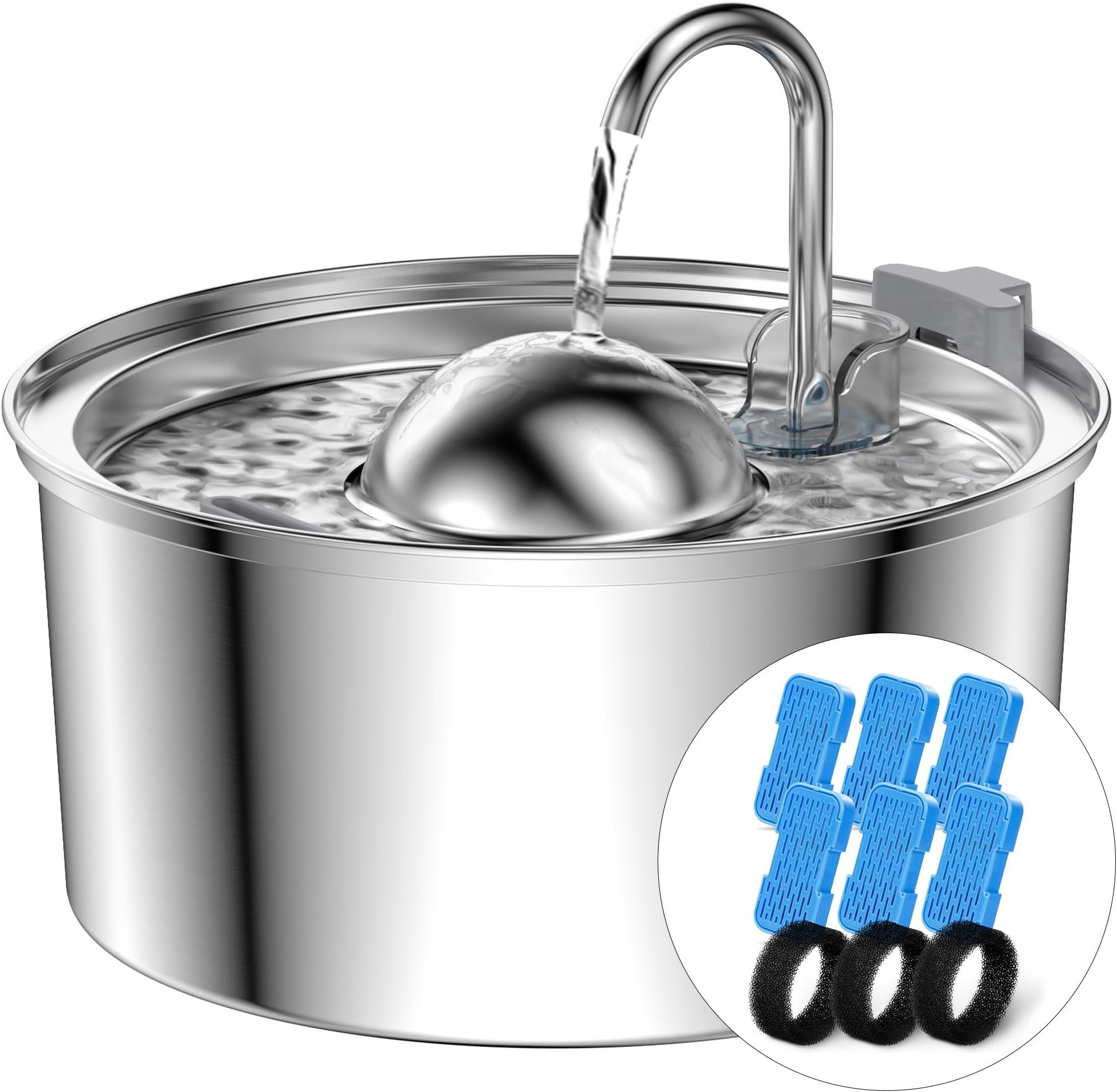 Cat Water Fountain, QIUOIO 108oz/3.2l Stainless Steel pet Water Fountain, cat