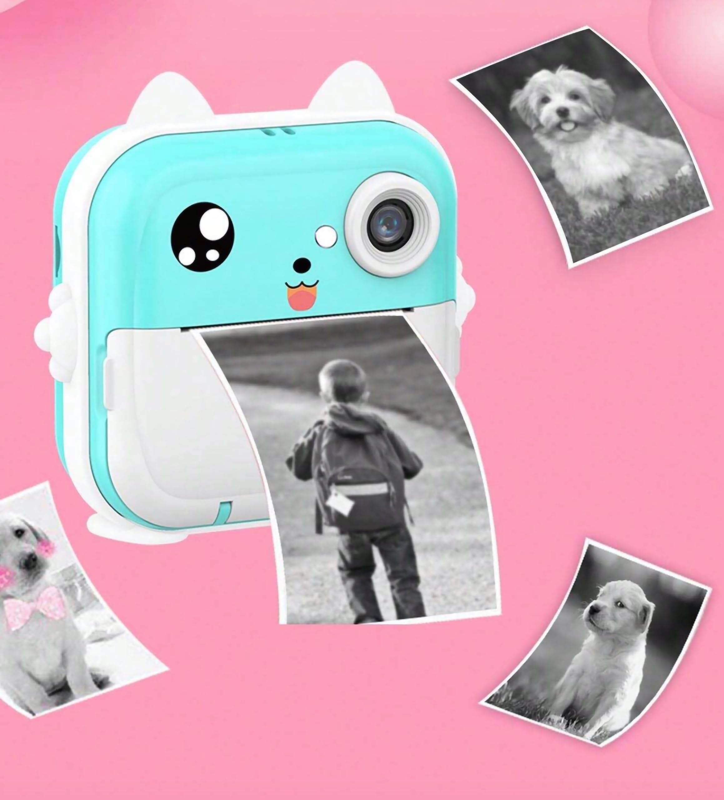 DRUKUŚ PRO MINI NIEBIESKI DRUKARKA TERMICZNA APARAT NATYCHMIASTOWY + 10 ROLEK GRATIS TERMICZNA DRUKARKA FOTOGRAFICZNA, ETYKIETY, NOTATKI, PAPIER PARAGONOWY, Z ROLKAMI PAPIERU DO SMARTFONA