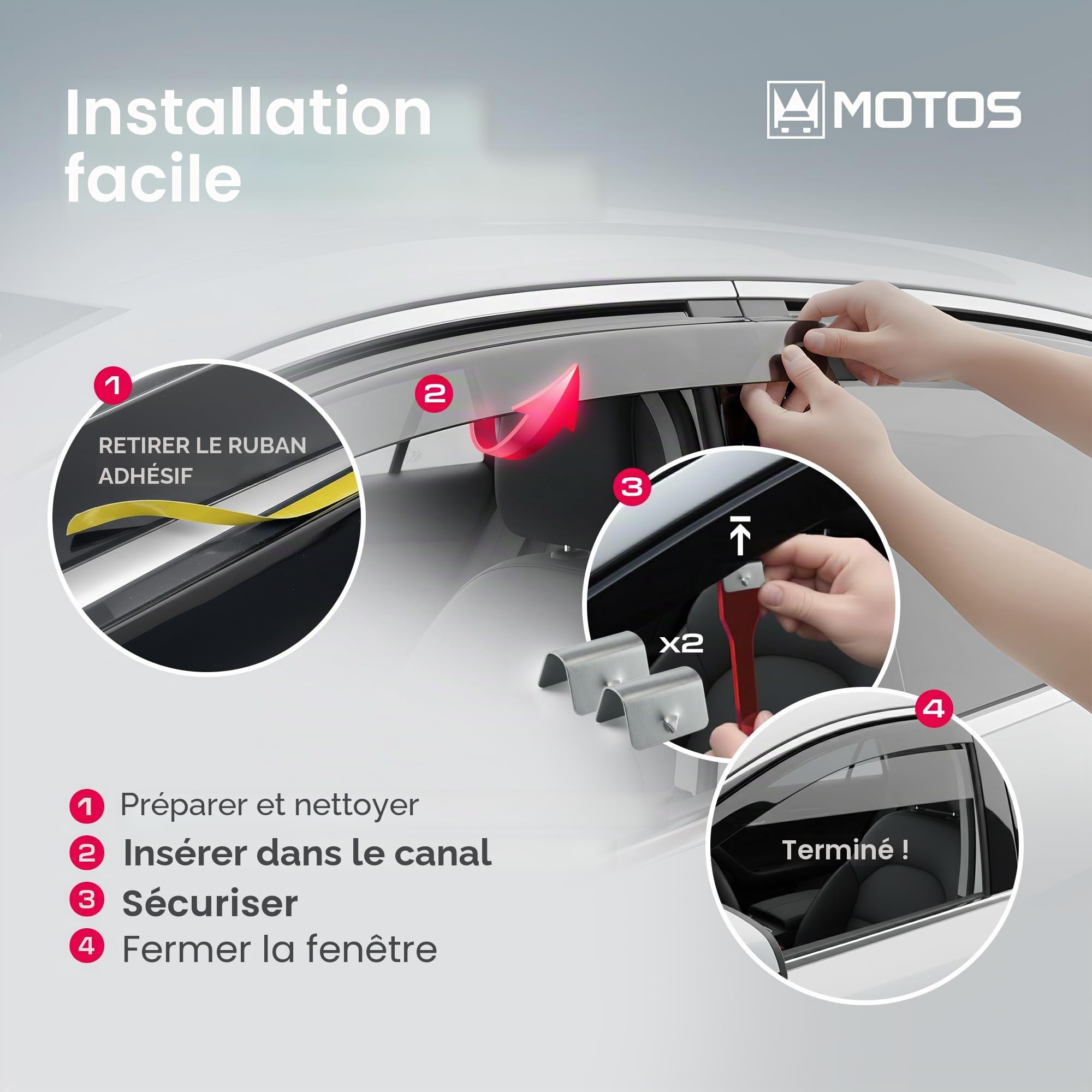 MOTOS Deflecteur vitre voiture pour Citroen JUMPY III depuis 2016 Déflecteurs d'air élégants avec installation facile, Réduction du bruit et des turbulences, Déflecteurs de fenêtre latérale robustes e