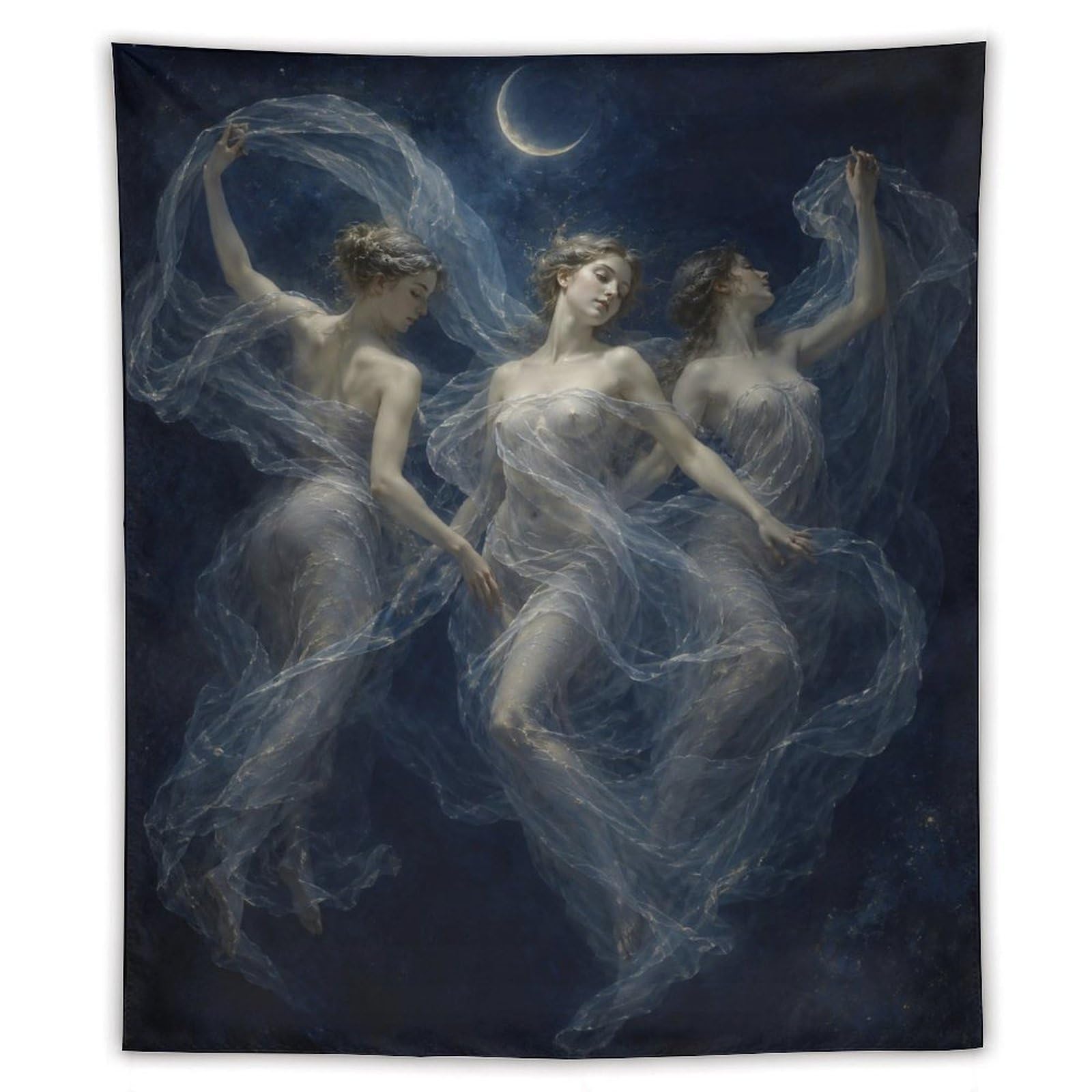 H3B8U2Y5 Moon Dancers Wall Tapestry, Surrealist Style, Reading Corner