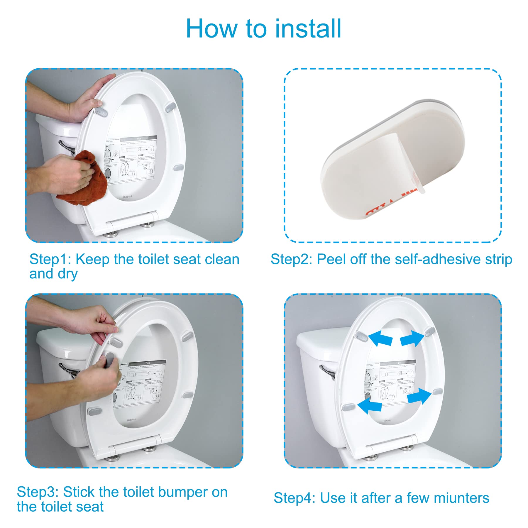 6 Pieces Toilet Seat Bumpers, Universal Toilet Lid Bumper Rubber