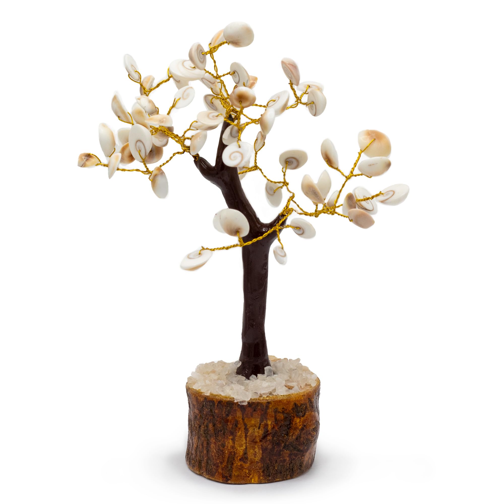 Shamtam Light/Dark/Gold Gomati Chakra Stone Tree, 60 Stones Wooden Base