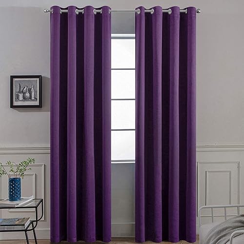 Miniatura 6 de Cortinas opacas para oscurecer la habitación, con aislamiento térmico y ojales, para puertas y ventanas, de poliéster (negro sólido, 72 x 132