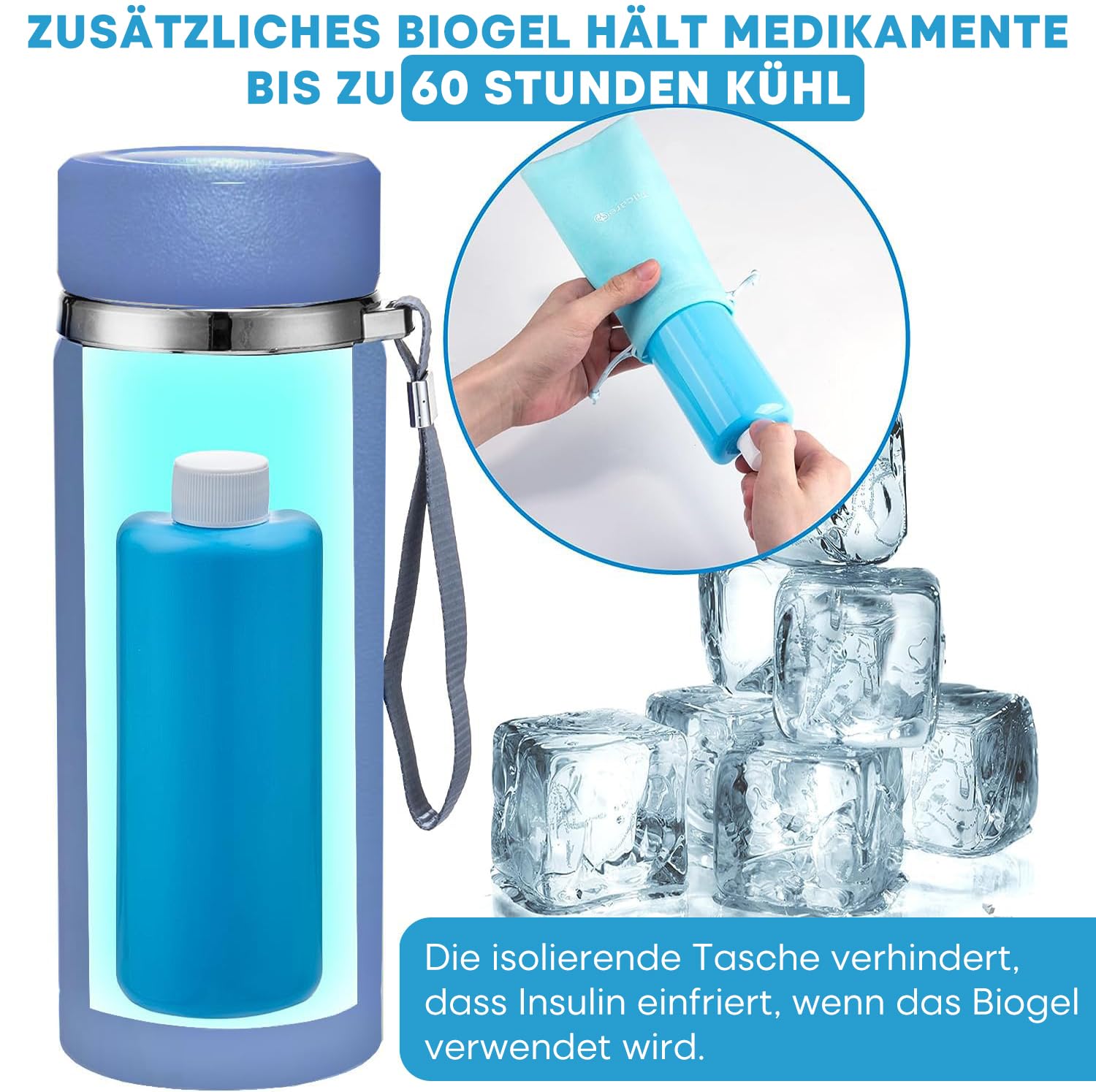 Elektrischer Insulin-Kühler Insulin Kühlbox USB Ladegerät & Bio-Gel von Tilcare - Unbegrenzte Stunden, Großes Fassungsvermögen TSA-genehmigter Insulin Kühlbox - Hält bis zu 6 Diabetiker-Pens