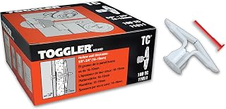 TOGGLER Toggle TC Commercial Drywall Anchors: 159 lb Strength, 5/8"-3/4" Grip, #6-#14 Screws, Made in USA (100 Pack)
