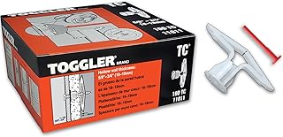 TOGGLER Toggle TC Commercial Drywall Anchor, Polypropylene, Made in US, 5/8" to 3/4" Grip Range, For #6 to #14 Fastener Sizes (Pack of 100)