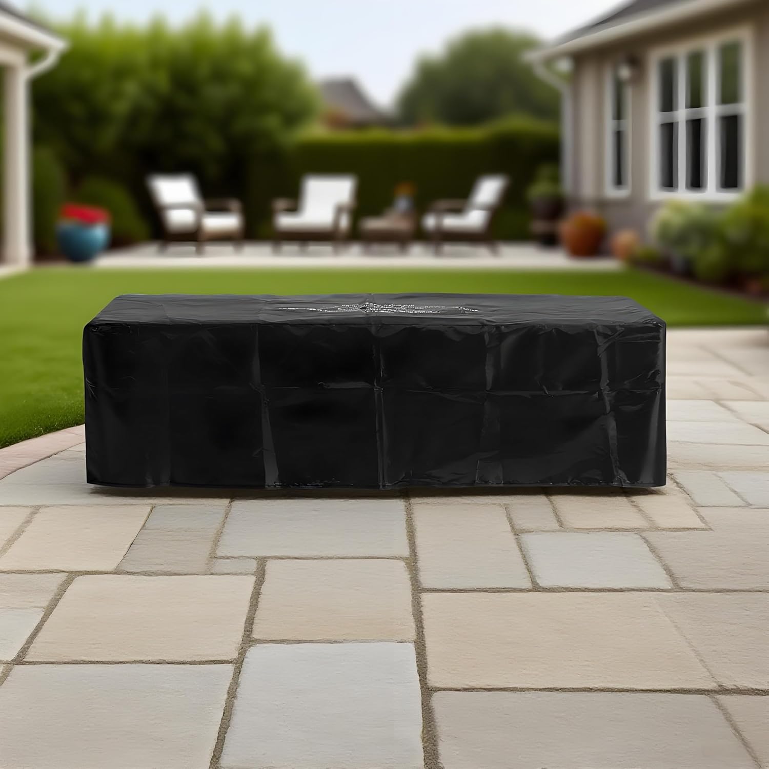 Propane Fire Pit Table, 48 Inch Firepits for Outside, Rectangle Gas Fire Pits for Outside Patio, Deck, Backyard, 50000BTU, Free Waterproof Cover, Tank Outside, Tank Not Included, Cement Grey