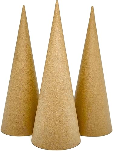Miniatura 2 de AllStellar Juego de 3 conos de papel maché con parte inferior abierta de 12.2 x 4.5 pulgadas (mediano) - Para proyectos de arte, manualidades y