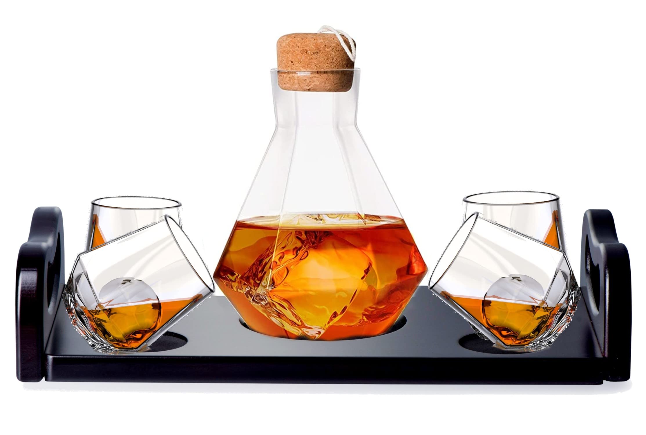 Buy BezratWhiskey Diamond Decanter Glass Set 4 Diamond Glasses