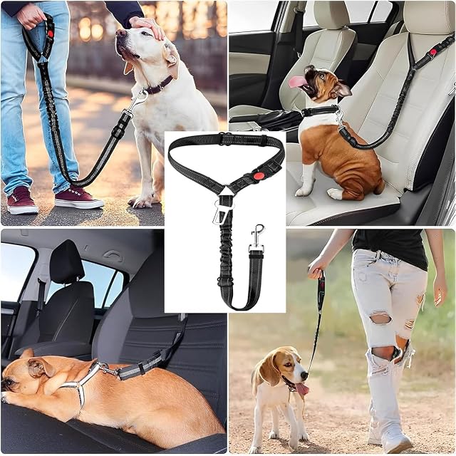 Foto 3 de 7 de Cinturón de Seguridad para Perros,2 Piezas Cinturón de Seguridad Perros Ajustable con Correa Elástica…