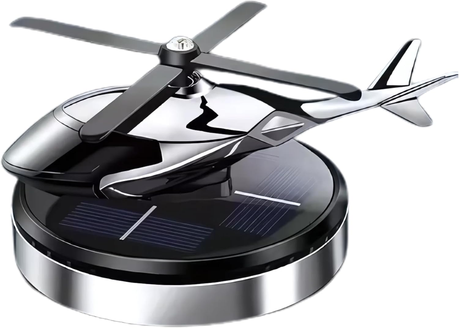 Car Air Freshener, Solar Powered Spinning Helicopter Model – Alloy Auto Dashboard Decoration with Rotating Blades, Car Interior Ornament & Desk Decor Gift for Men