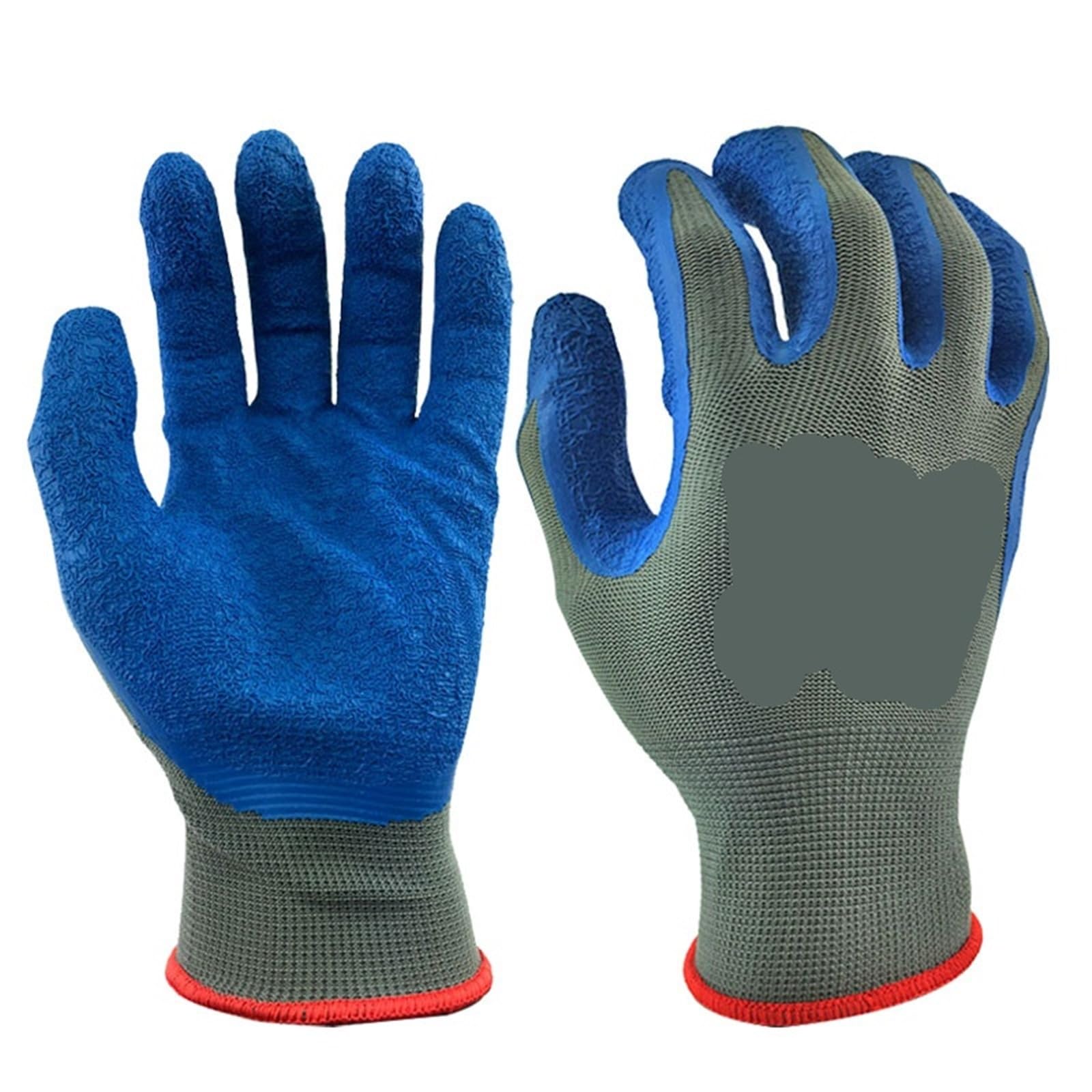 Generisch 12 Paar blaue Arbeitshandschuhe aus Polyester-Baumwolle – Handflächenbeschichtete Gummihandschuhe for Haushalts- und Arbeitsarbeiten (besserer Halt)(NM1350P-RBLK,S)