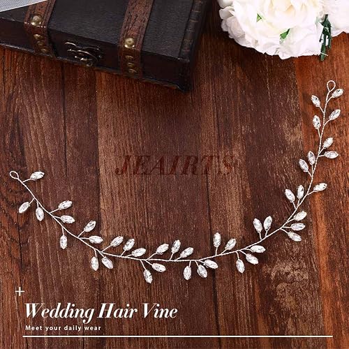 Miniatura 4 de Jeairts Tocado de novia con diamantes de imitación para el cabello de boda, con purpurina, accesorios para el cabello nupcial para mujeres