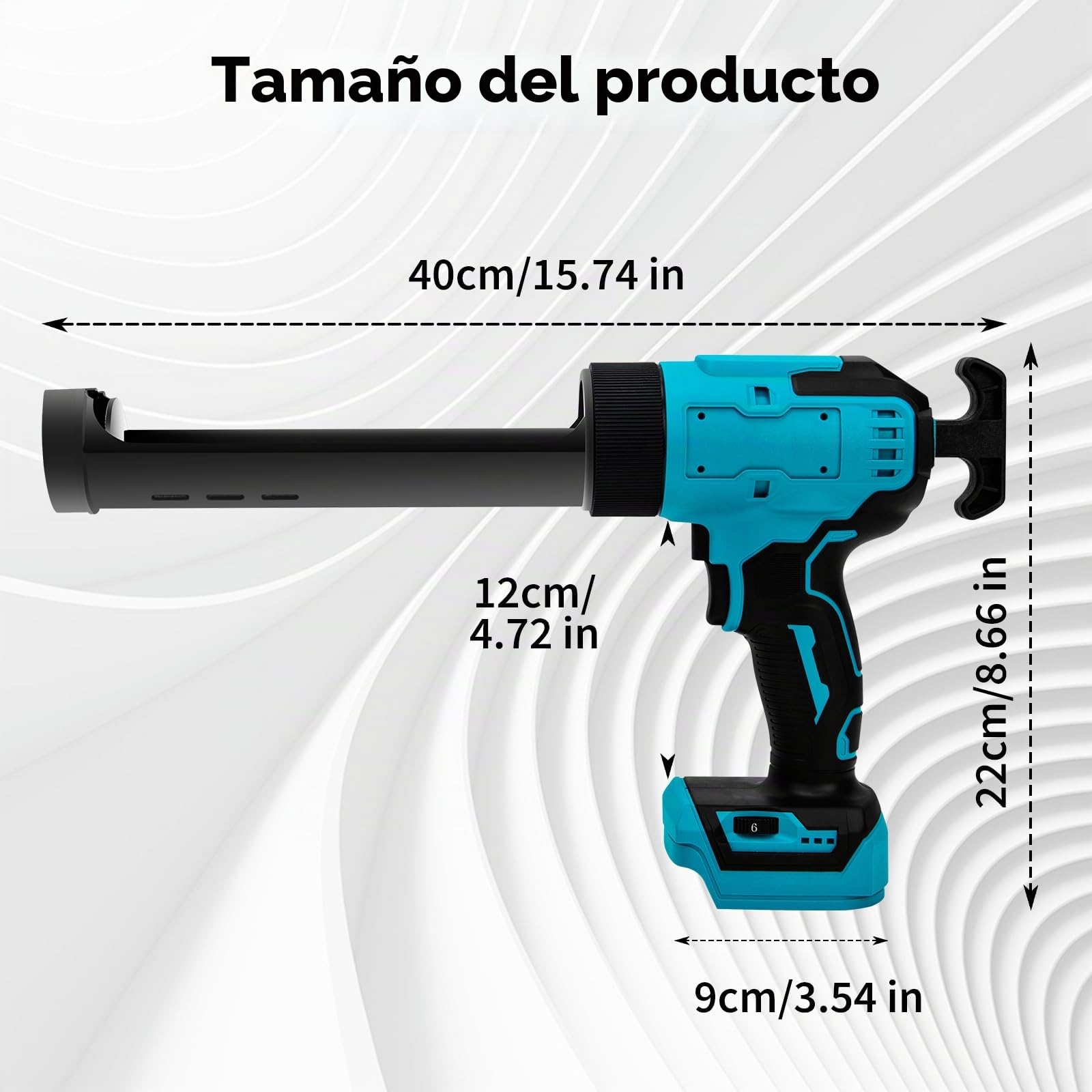 Pistola Silicona Bateria Compatible con Makita 18V, Pistola de Silicona Electrica con Sistema Antigoteo, 6 Velocidades Ajustables y Luz LED, Pistola de Calafateo de 300ml (Sin Bateria)