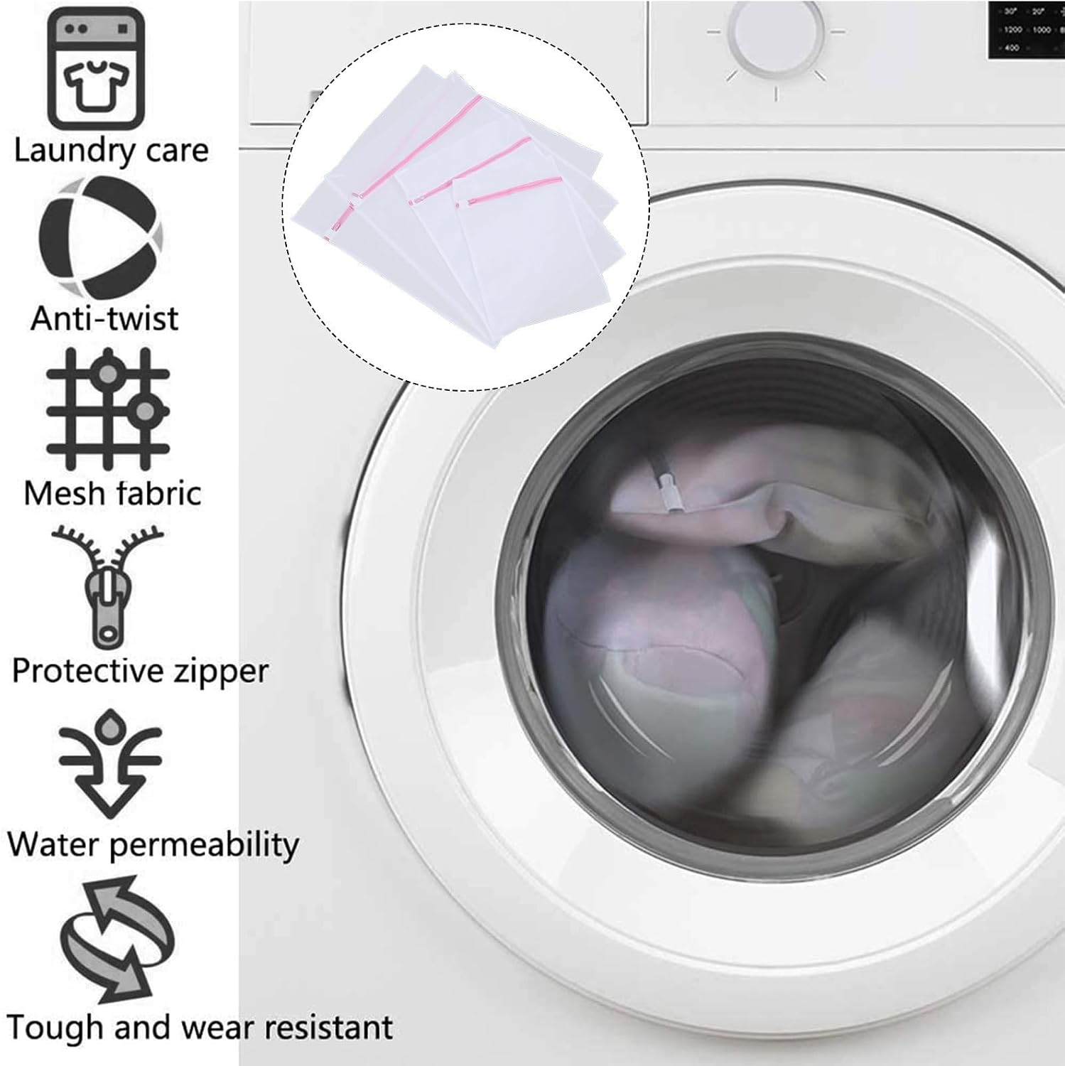 4pcs Mesh Laundry Bags Set for Bras and Underwear Machine Washing