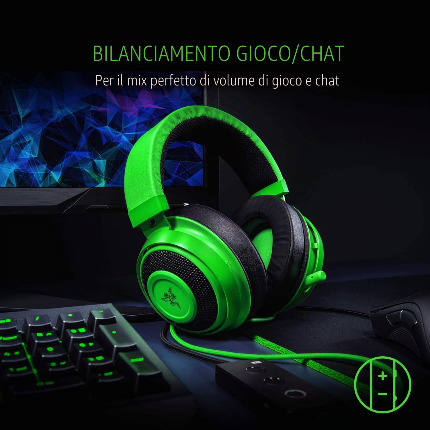 Razer Kraken Tournament Edition Gaming Headset Virtual 7.1 Surround-Sound 3.5mm for PC Green