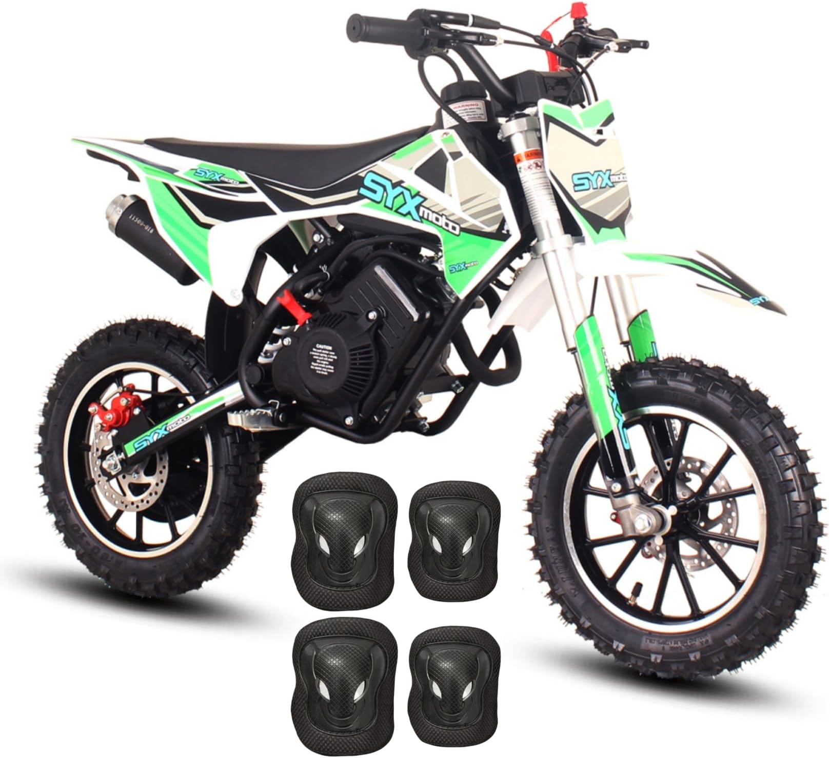 SYX MOTO 60cc Kids Dirt Bike, Gas Powered Mini Bikes, 4 Stroke Off-Road Mini Bikes, Trail Bike with Speeds up to 21.75 MPH, Weight Support Up to 143 LBS (Green)